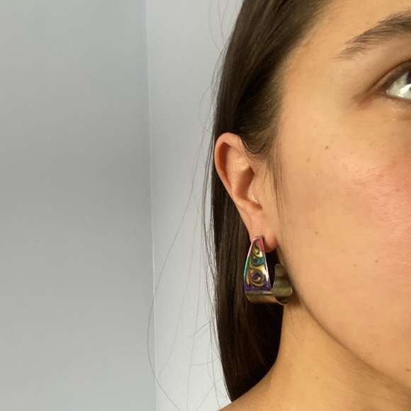 Vintage Colourful Swirl Earrings - Picture 4 of 6